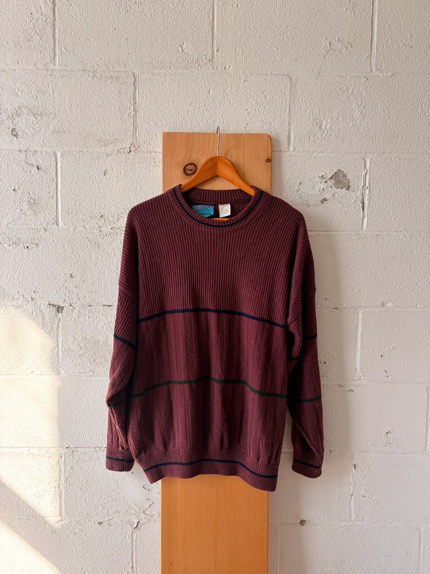 Vtg Striped Mauve Sweater : L