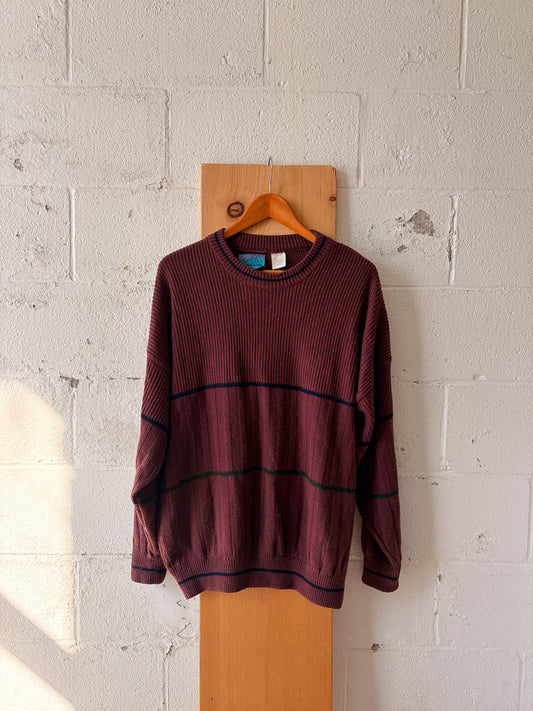 Vtg Striped Mauve Sweater : L