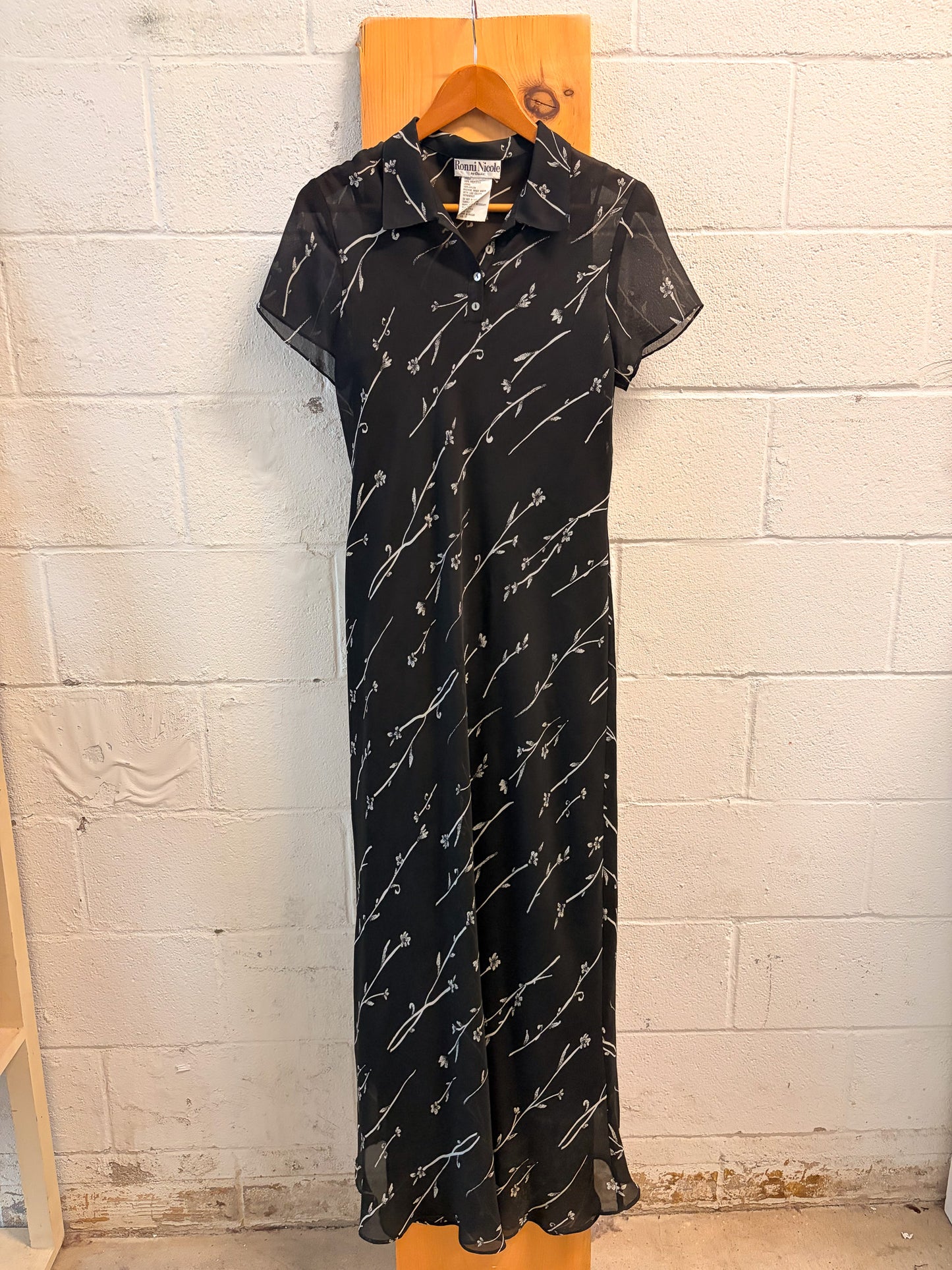 Vtg Black & White Maxi Dress : 12
