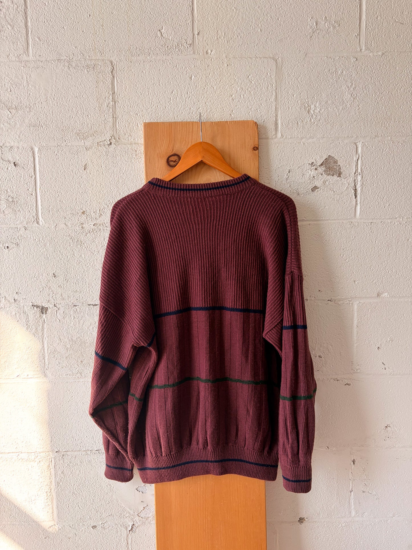 Vtg Striped Mauve Sweater : L