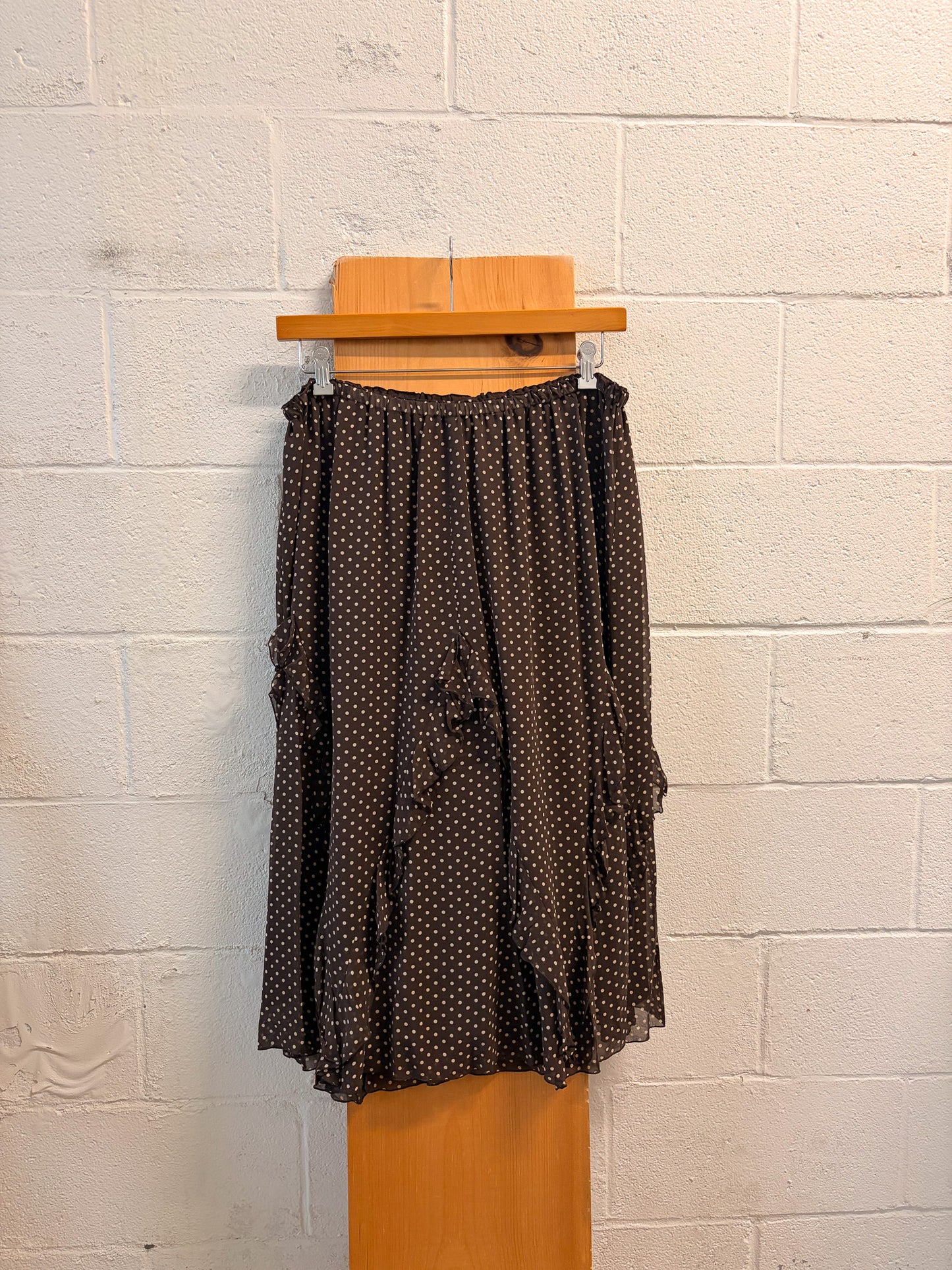 Ruffled Brown Polka Dot Skirt : 24
