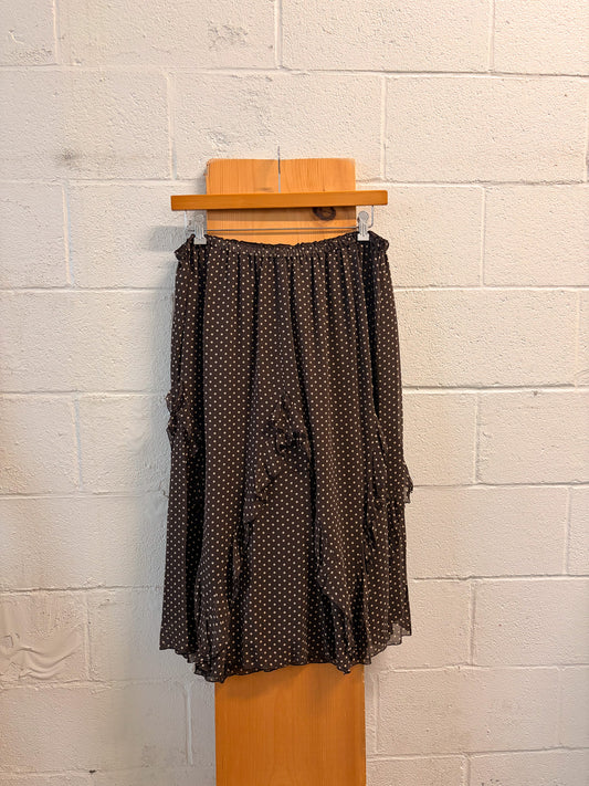 Ruffled Brown Polka Dot Skirt : 24