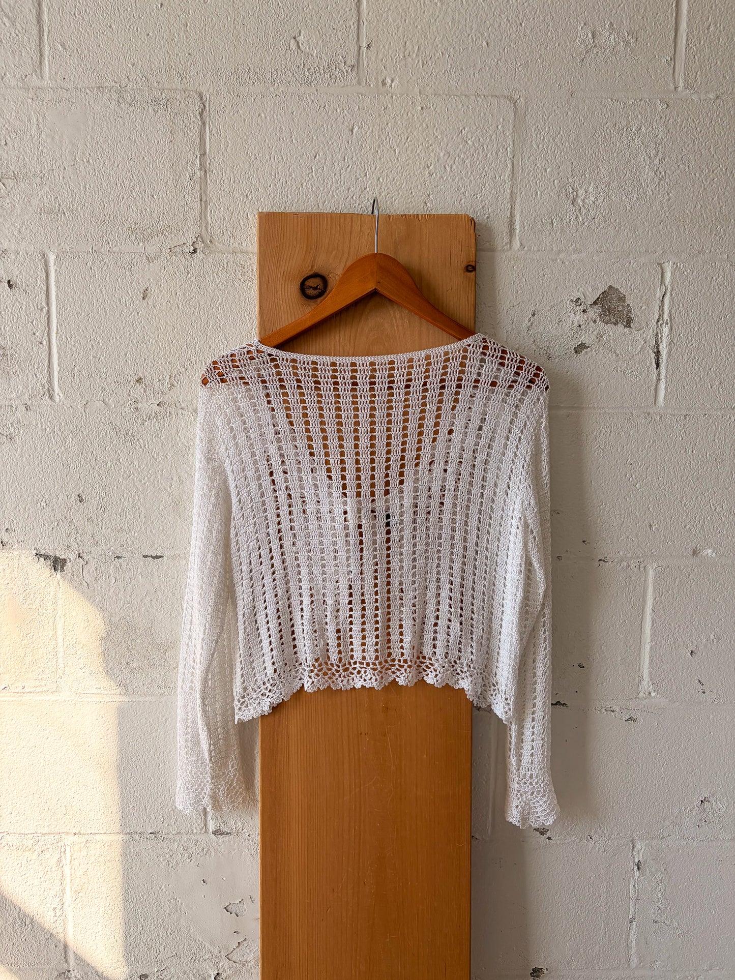 White Crochet Cardigan : M