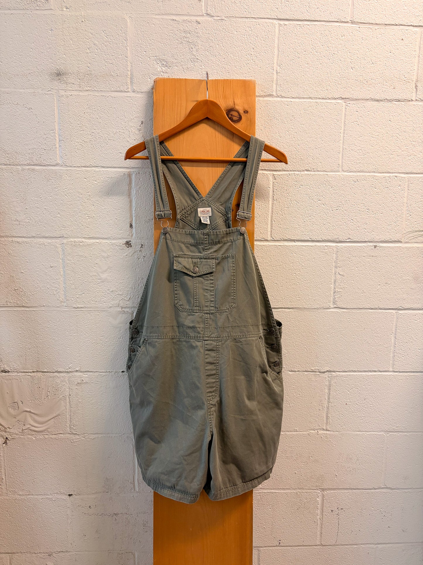 Green Denim Shortalls : XL