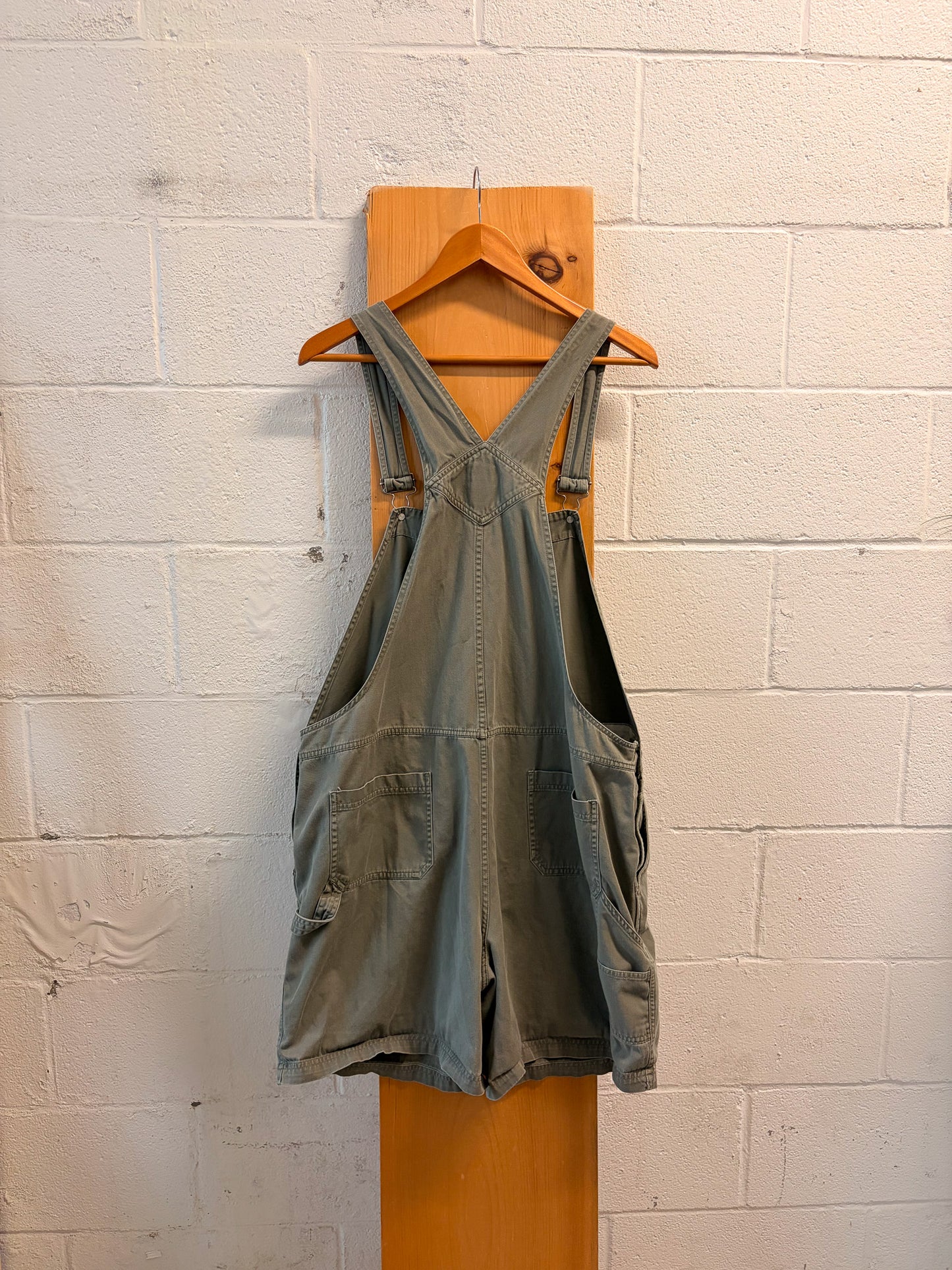 Green Denim Shortalls : XL