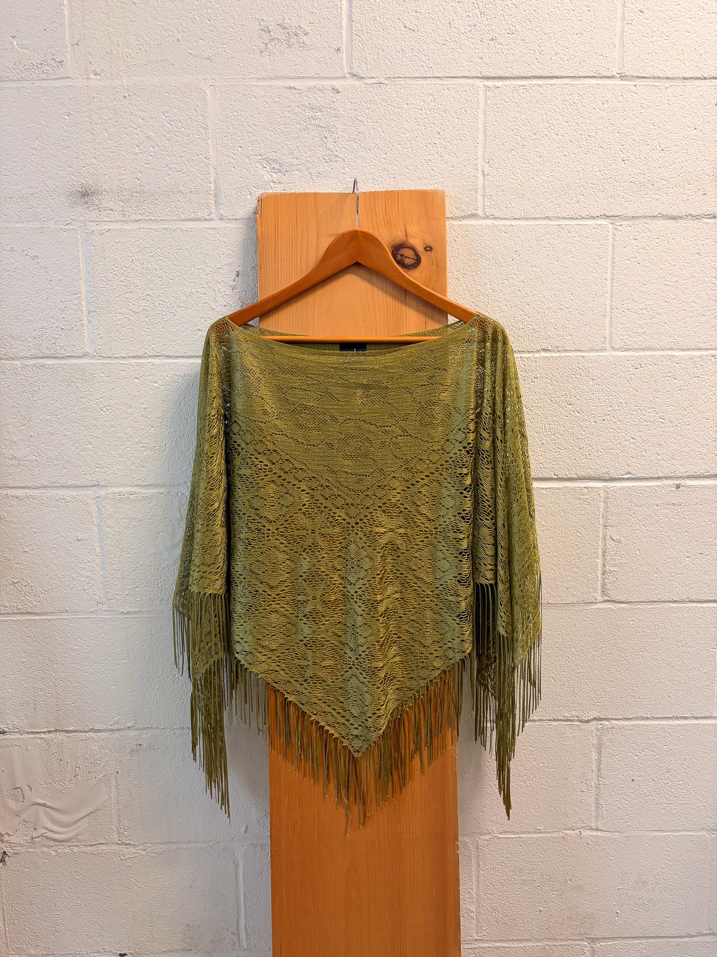 Green Fringe Poncho