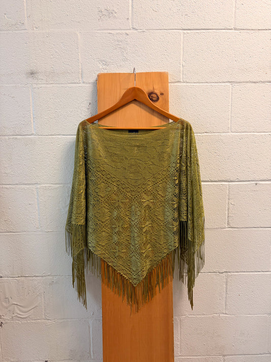 Green Fringe Poncho
