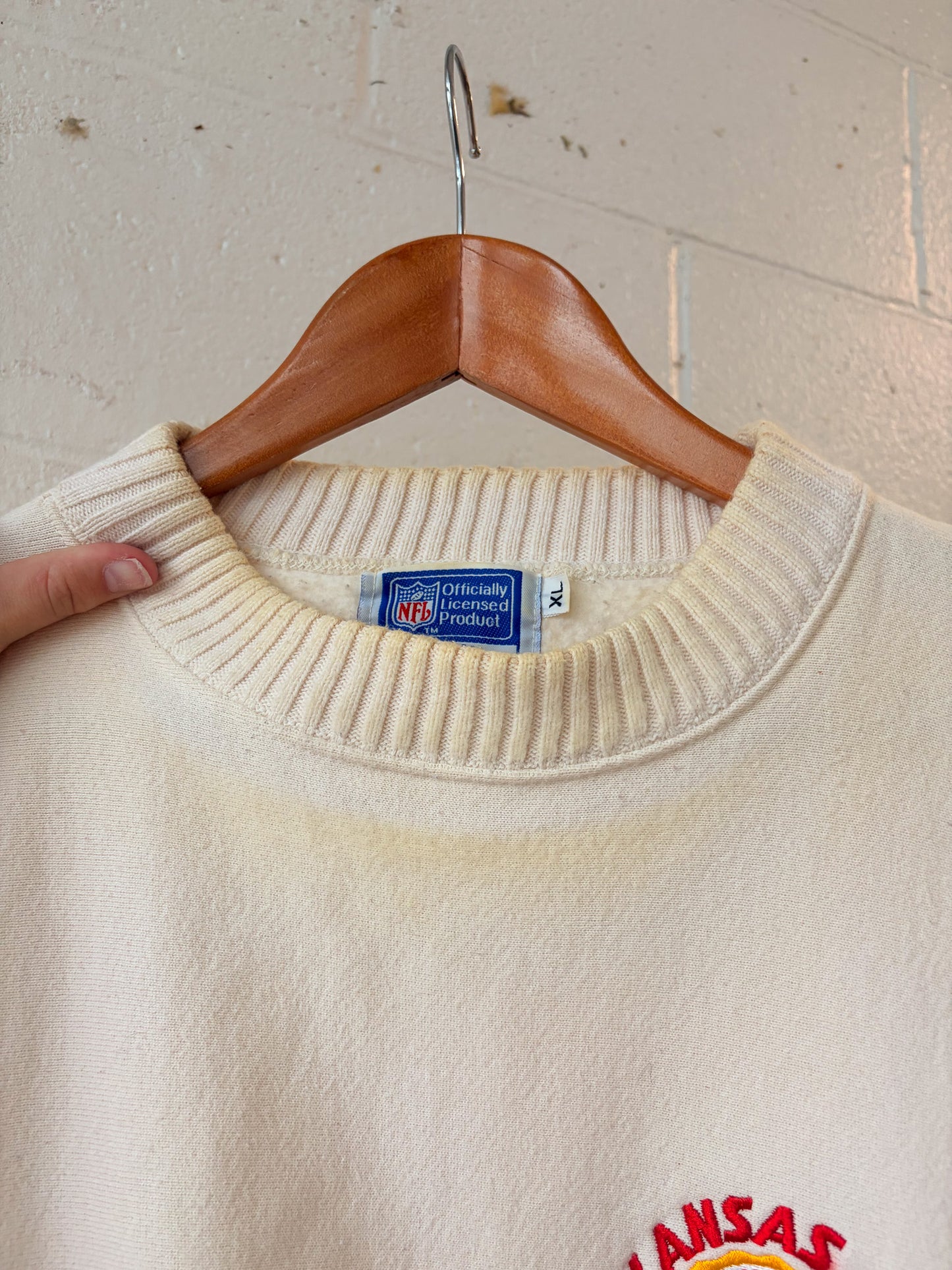Vtg Kansas City Chiefs Embroidered Crewneck : XL (As Is)
