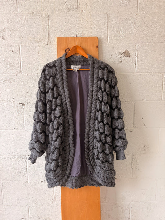 Gray Wool Blend Cardigan : XL