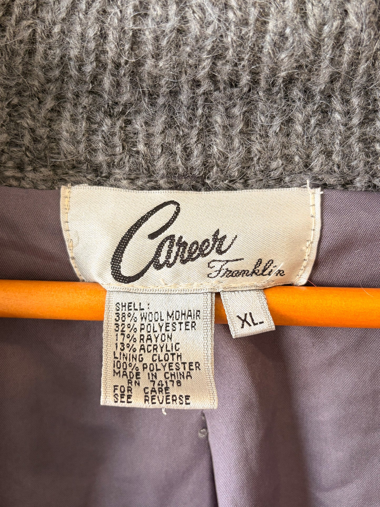 Gray Wool Blend Cardigan : XL