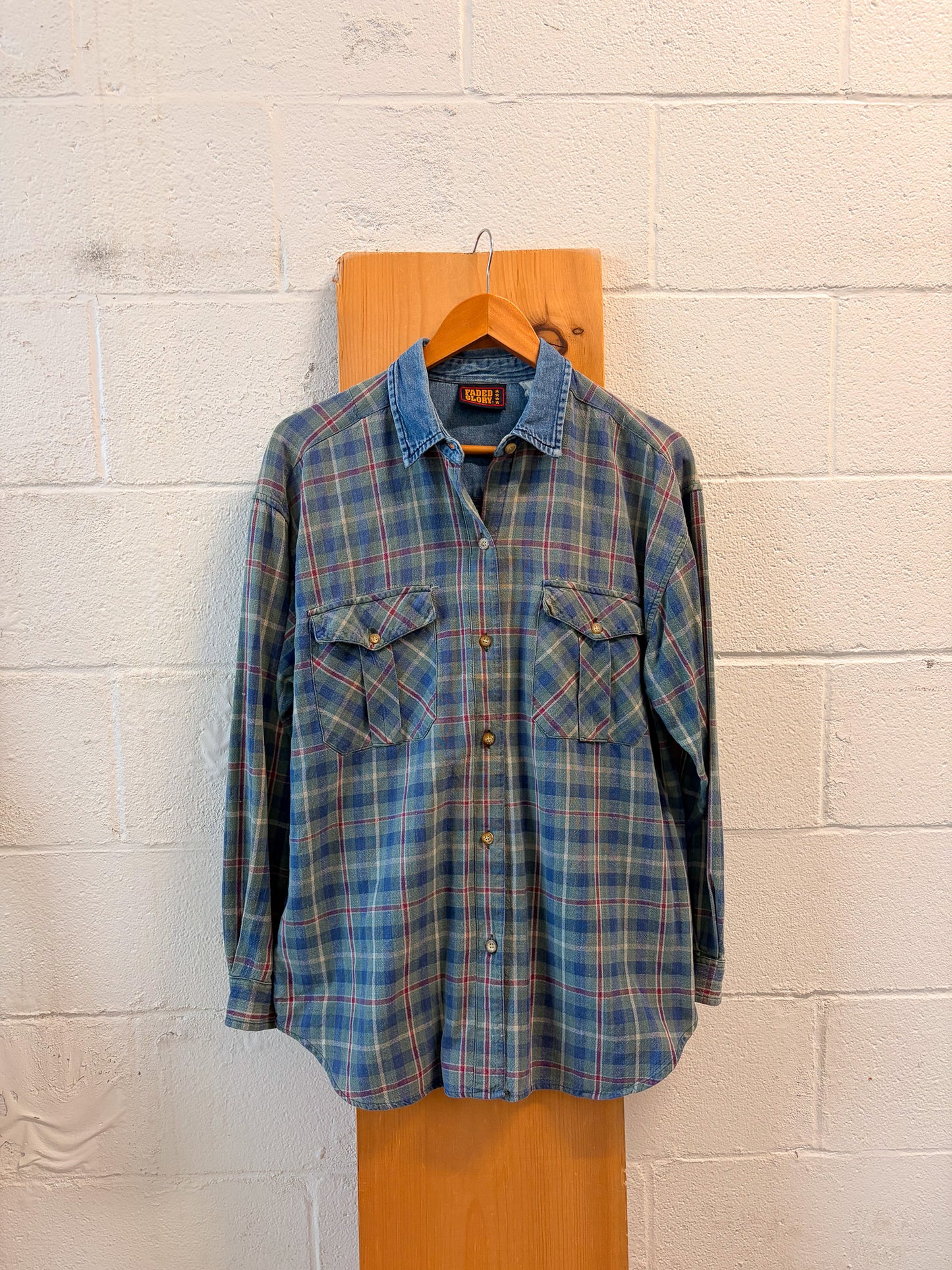 Vtg Faded Glory Denim Flannel : M/L