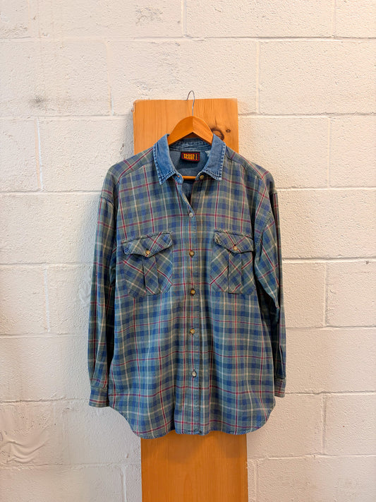 Vtg Faded Glory Denim Flannel : M/L