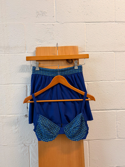 Vtg Blue Swim Set : S/M