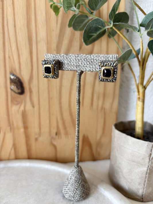 Vtg Mixed Metal Earrings