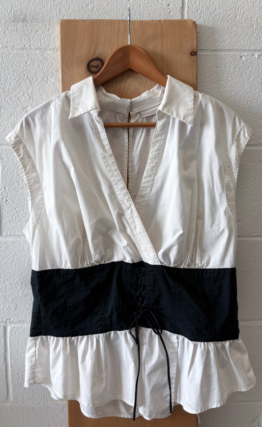 Black and White Corset Blouse : XL