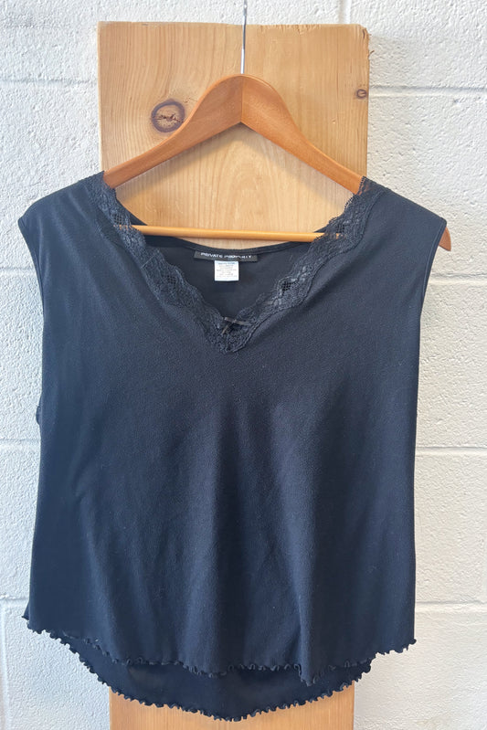 Lace Trimmed Fleece Tank : XL