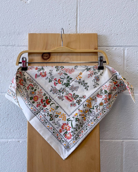 WHSE479 Upcycled Floral White Bandana